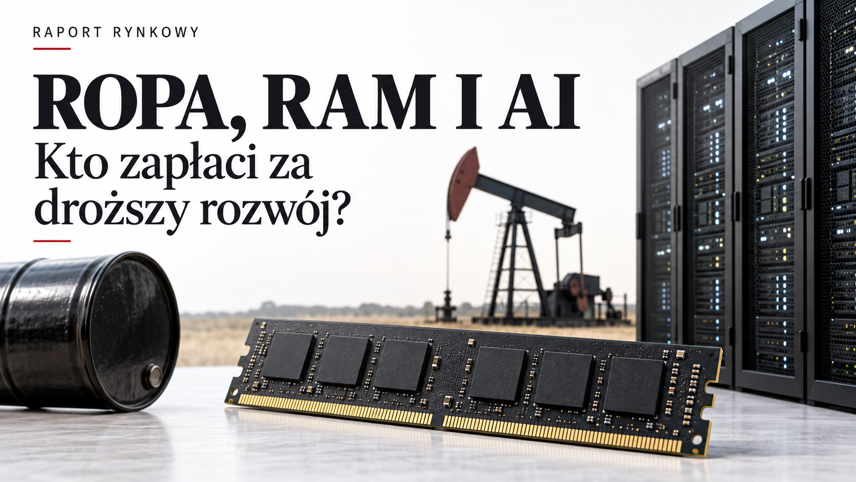 Ropa, moduł pamięci i serwery; okładka z pytaniem, kto zapłaci za droższy rozwój