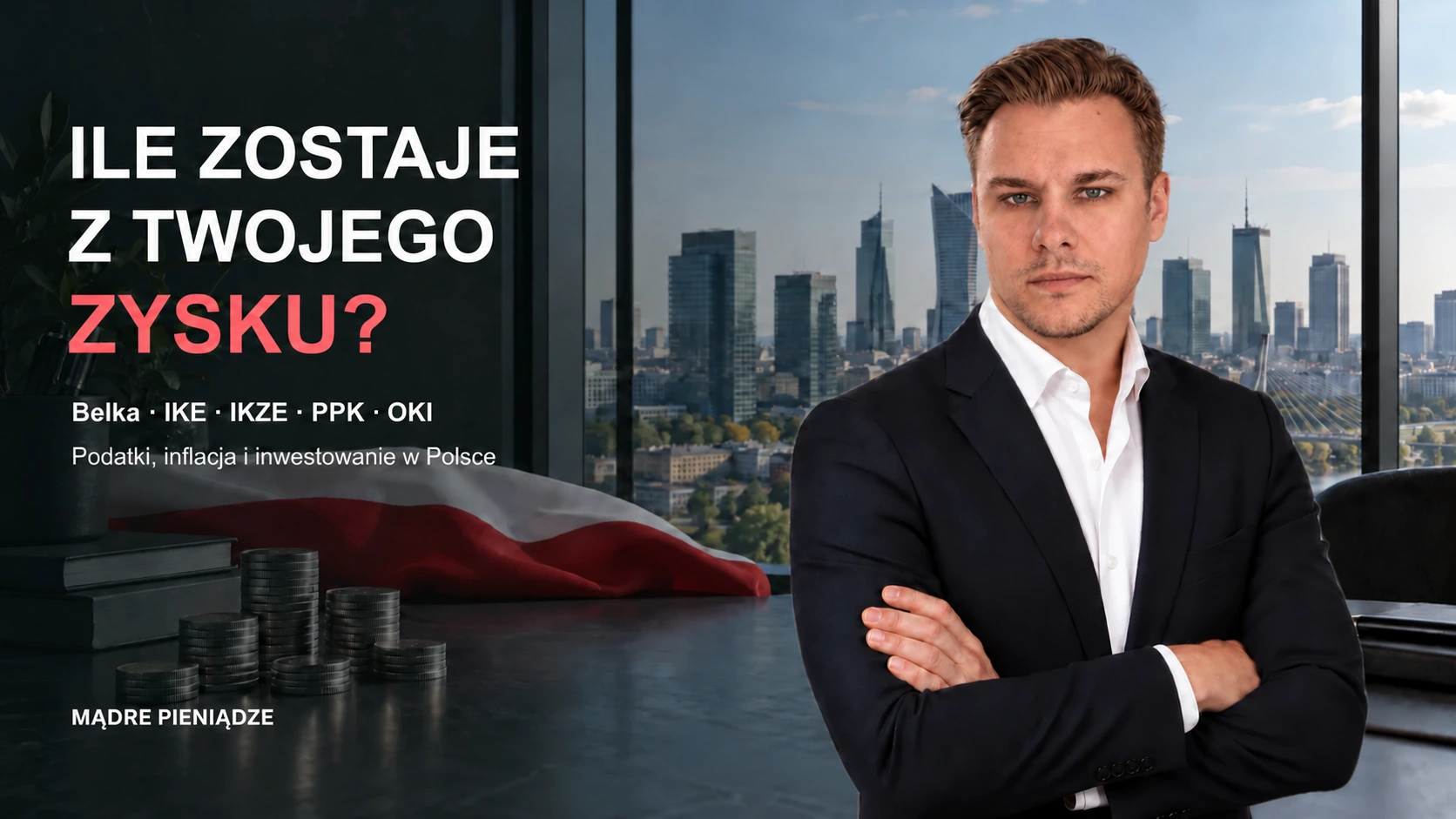 Miesięcznik: ile zostaje z Twojego zysku? Cezary Birkholz na tle Warszawy.