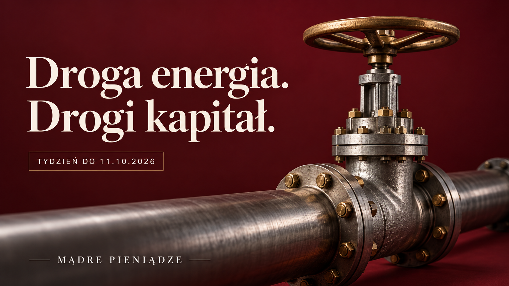 Ilustracja koncepcyjna: zawór rurociągu, droga energia i koszt kapitału.