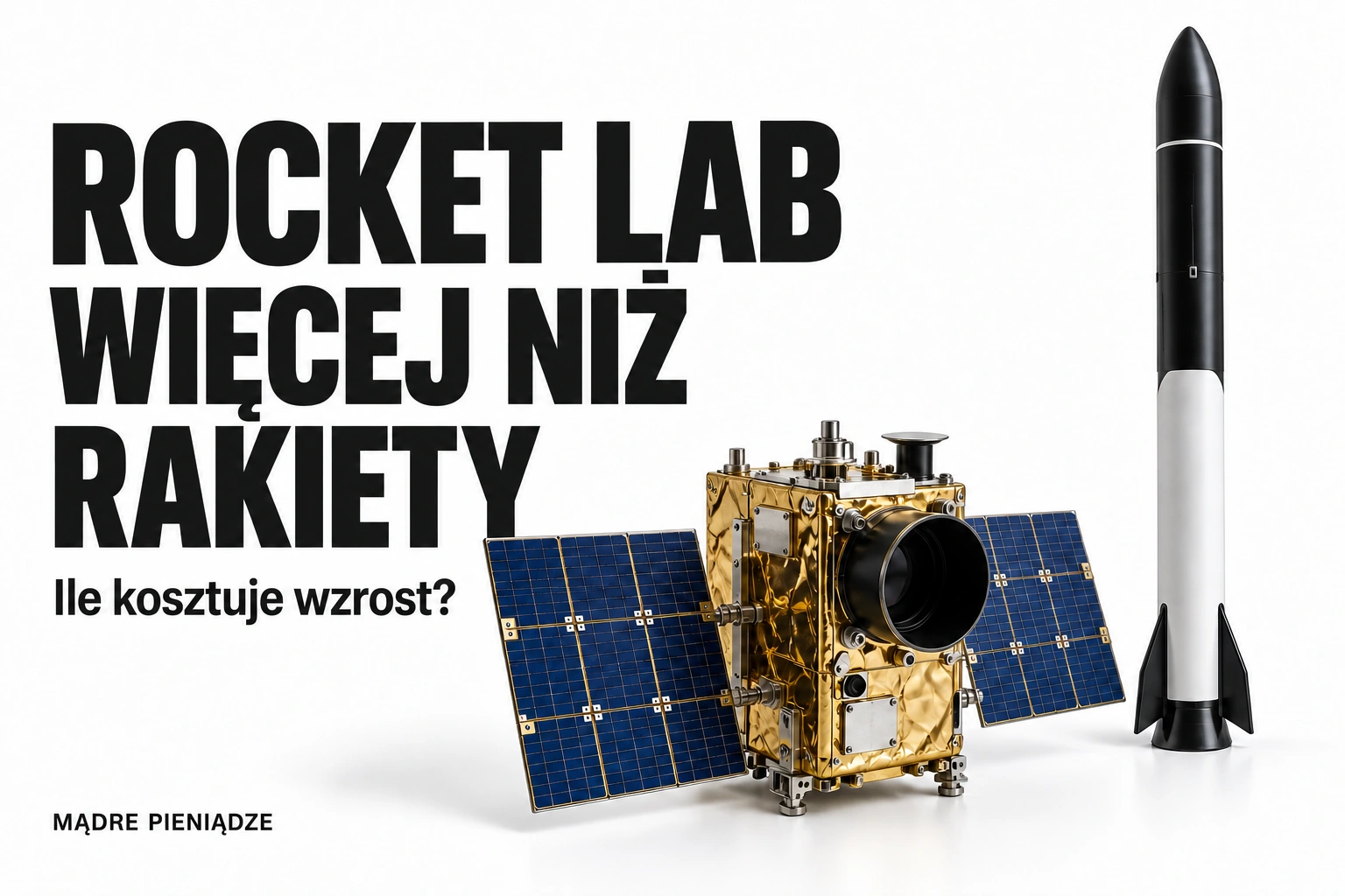 Rocket Lab: więcej niż rakiety. Ilustracyjne modele rakiety i satelity na białym tle